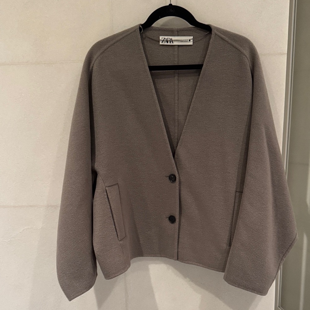 Zara Women's Double Faced Taupe Wool Jacket